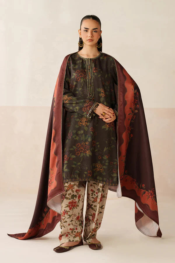 Luxury Printed Khaddar 3Pc Dress DE01