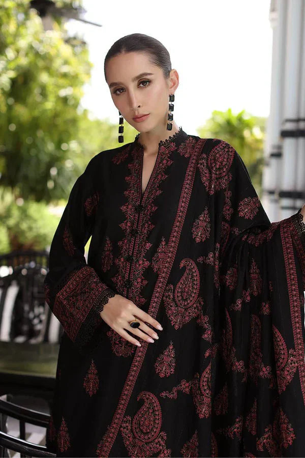 DHANAK 3PC EMBROIDERED DRESS EMBROIDERED SHAWL A01