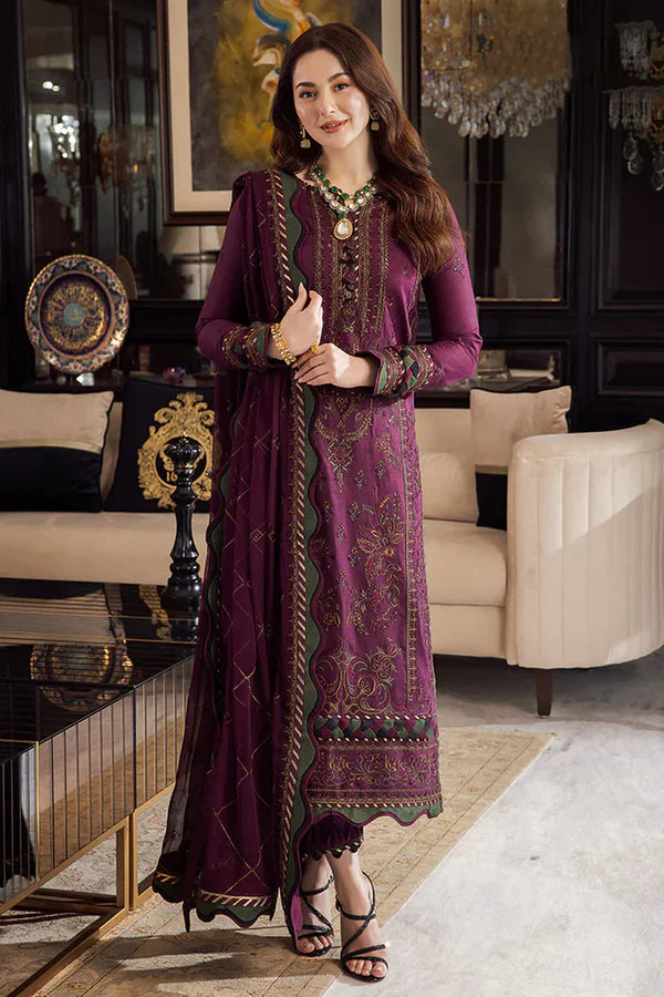 DHANAK 3PC EMBROIDERED DRESS EMBROIDERED SHAWL A130